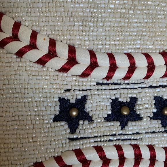 Mary Frances Catch Me Crossbody Clutch Baseball Theme Handbag Beaded Embroidered - Picture 5 of 5